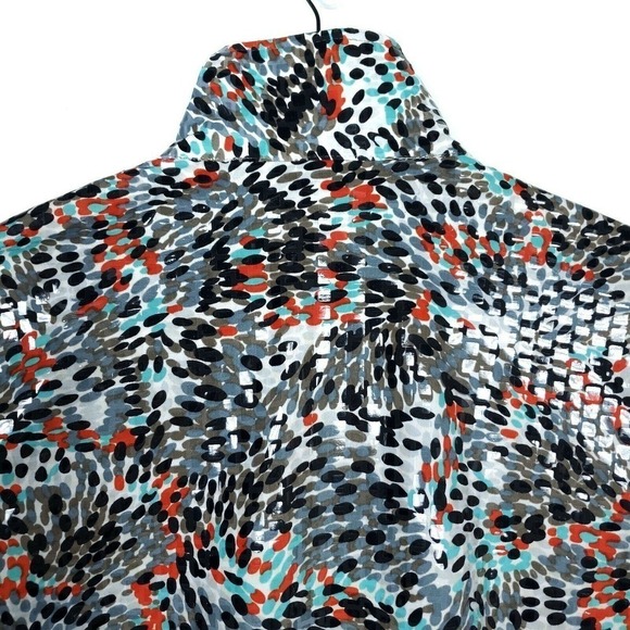 Exclusively Misook Sweater Medium Colorful Spotted Shiny Flashy Zip Up Cardigan - Picture 6 of 7